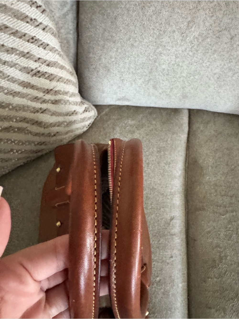 Dooney & Bourke Brown Pebble Leather Satchel with Cognac Trim - Picture 11 of 12